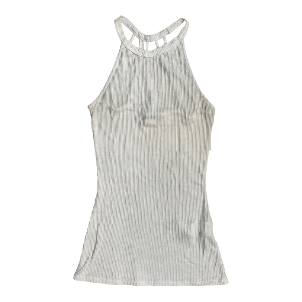 Venus Cream Knit Strappy Back Halter Tank - Picture 2 of 8